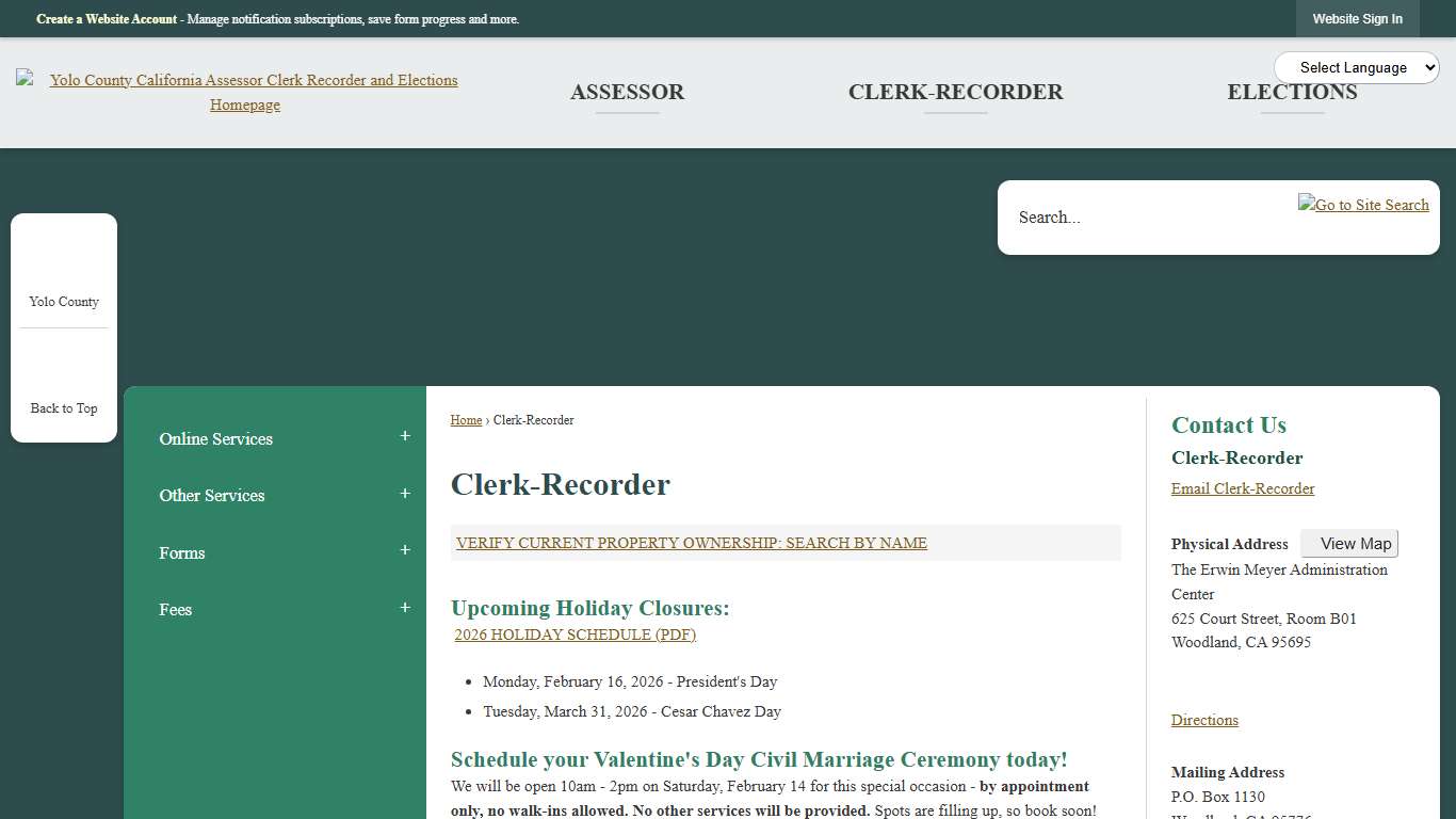 Clerk-Recorder Yolo County ACE Department, CA