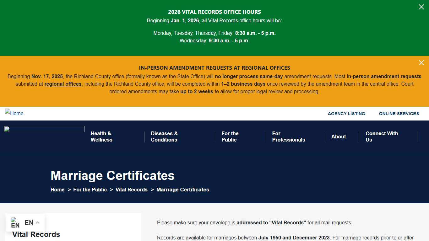 Marriage Certificates South Carolina Department of Public Health